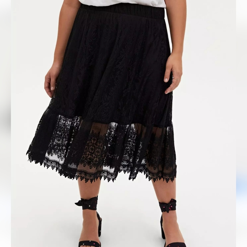 Torrid Black Lace Midi Skirt Size 1X
